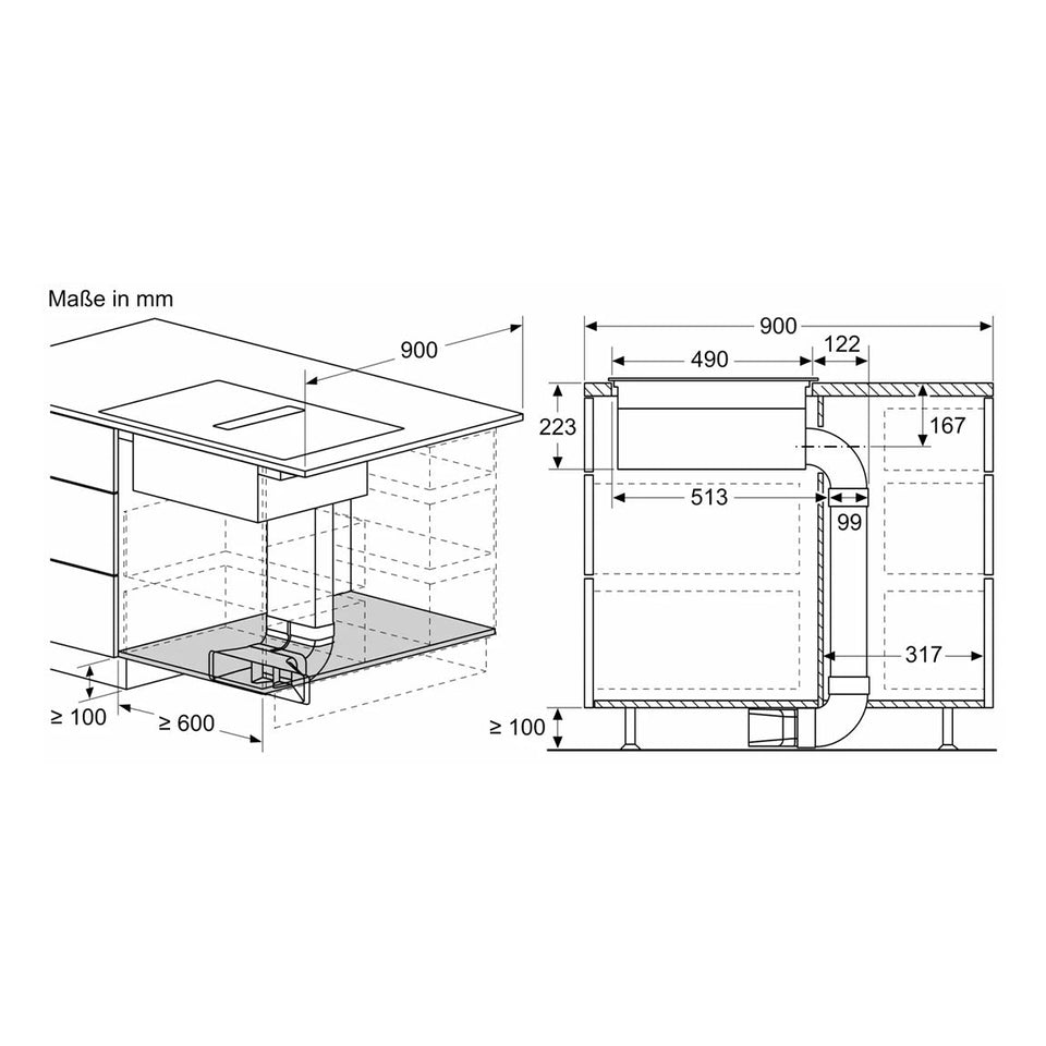 Bosch PVQ811H26E Serie 6 Induktionskochfeld mit Dunstabzug 80 cm Rahmenlos aufliegend