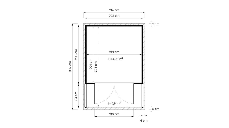 Gartenhaus Koblenz 01 inkl. Fußboden, Naturbelassen - 19 mm Elementgartenhaus, Nutzfläche: 5,9 m²