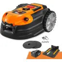 LawnMaster VBRM18AMIDR Mähroboter ohne Begrenzungskabel für Rasenflächen bis zu 500 m², 2-Ah-Akku, optische Navigation, Hinderniserkennung und -umfahrung, automatische Ladestation, No-Go-Zonen-Funktion