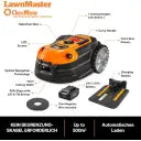 LawnMaster VBRM18AMIDR Mähroboter ohne Begrenzungskabel für Rasenflächen bis zu 500 m², 2-Ah-Akku, optische Navigation, Hinderniserkennung und -umfahrung, automatische Ladestation, No-Go-Zonen-Funktion