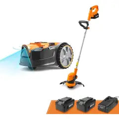LawnMaster OcuMow? Robotermäher mit kabellosem 24V MAX 10 Zoll Rasentrimmer-Kombiset, optische Navigation, automatische Hindernisvermeidung, präziser Schnitt