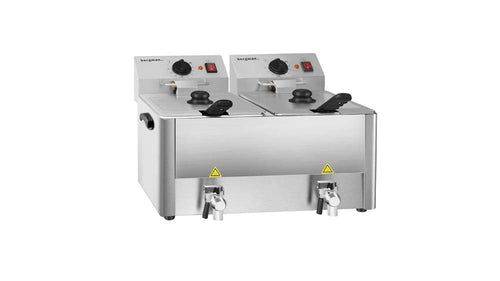 ECOLINE Elektro-Fritteuse mit 2 Becken 10 l & Ablasshahn