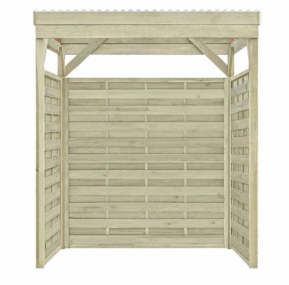 Holzunterstand / Überdachung 01, aus Kiefernholz, kesseldruckimprägniert - Außenmaße: 203 x 199 x 230 cm (B x T x H)