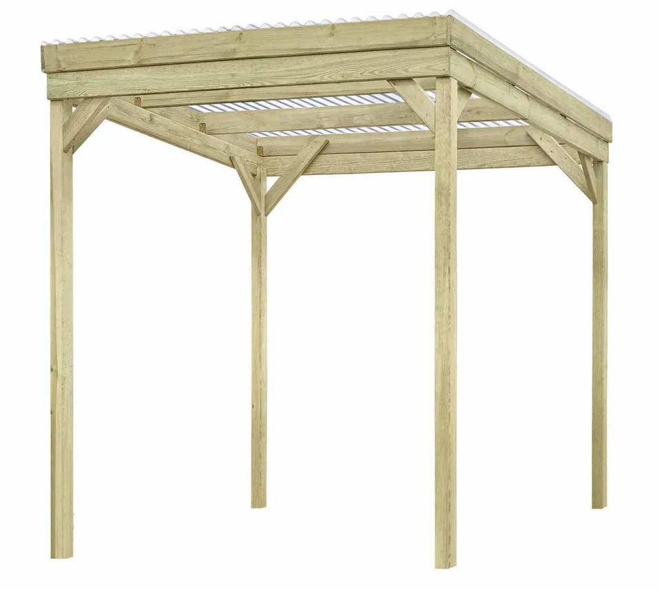 Holzunterstand / Überdachung 01, aus Kiefernholz, kesseldruckimprägniert - Außenmaße: 203 x 199 x 230 cm (B x T x H)