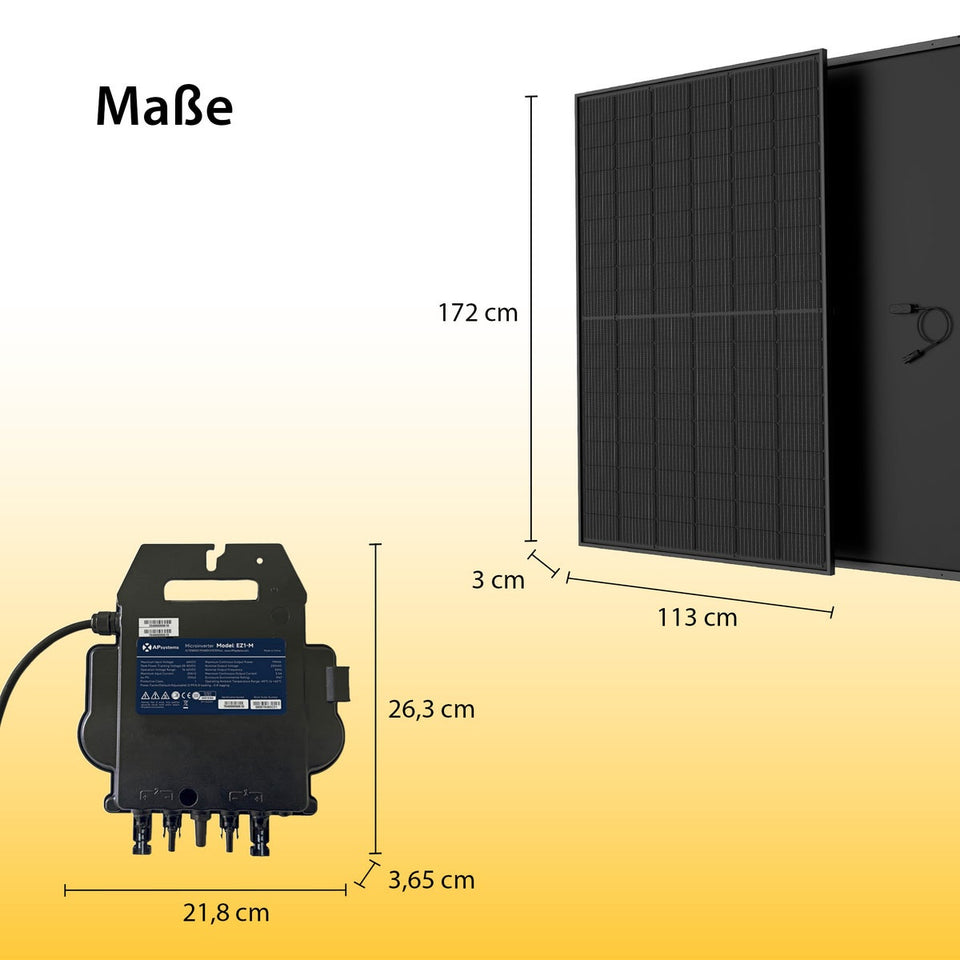 VALE Balkonkraftwerk Komplettset AiO, 830 Wp, inkl. Halterung