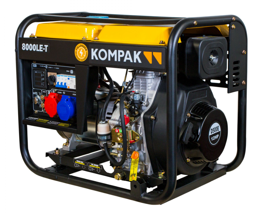 PRO-KOMPAK Full Power 8kVA Diesel Stromaggregat K8000LE-T 230 & 400 V mit Räderset