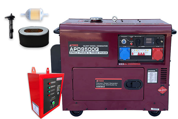 Ai Power 8 kVA Diesel mit GRATIS ATS-Box & Wartungsset APD9500Q ADEMAX Edition 230&400V Stromaggregat