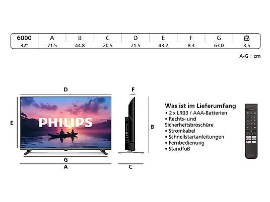 PHILIPS 32PFS6000 LED Smart TV (Flat, 32 Zoll / 80 cm, Full-HD, SMART TV)