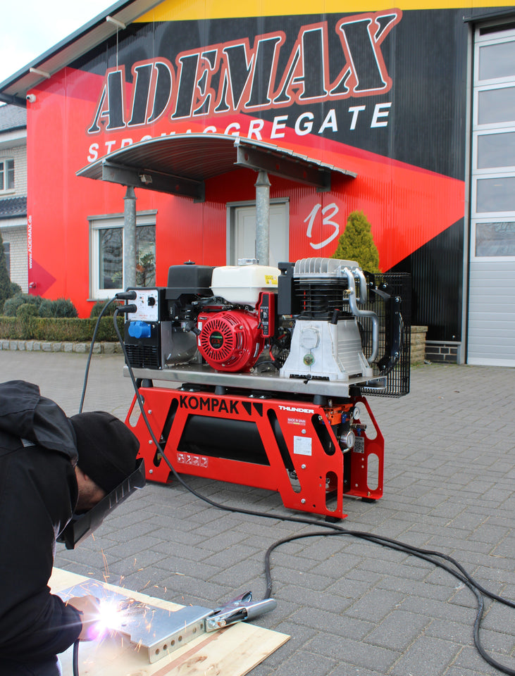 Ademax Druckluft-Kompressor 200 bar Stromaggregat 3,5 kVA Benzin Schweißgerät 180 MMA Honda AX31-TRIAG Stromerzeuger
