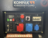 8kVA Diesel KD8000SET-CAMO-B Stromerzeuger Stromaggregat 25 L Tank