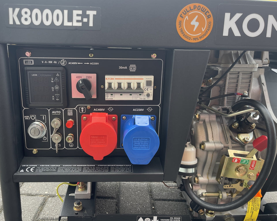 PRO-KOMPAK Full Power 8kVA Diesel Stromaggregat K8000LE-T 230 & 400 V mit Räderset