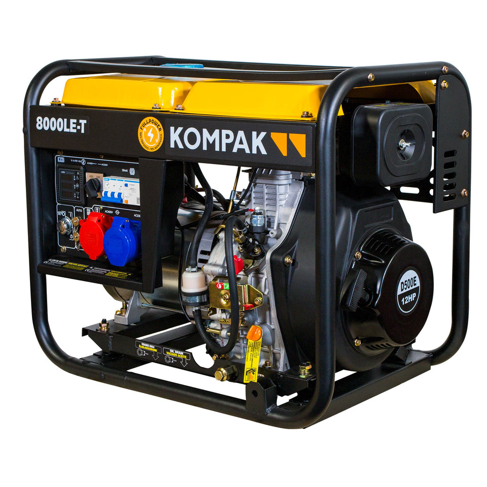 PRO-KOMPAK Full Power 8kVA Diesel Stromaggregat K8000LE-T 230 & 400 V mit Räderset