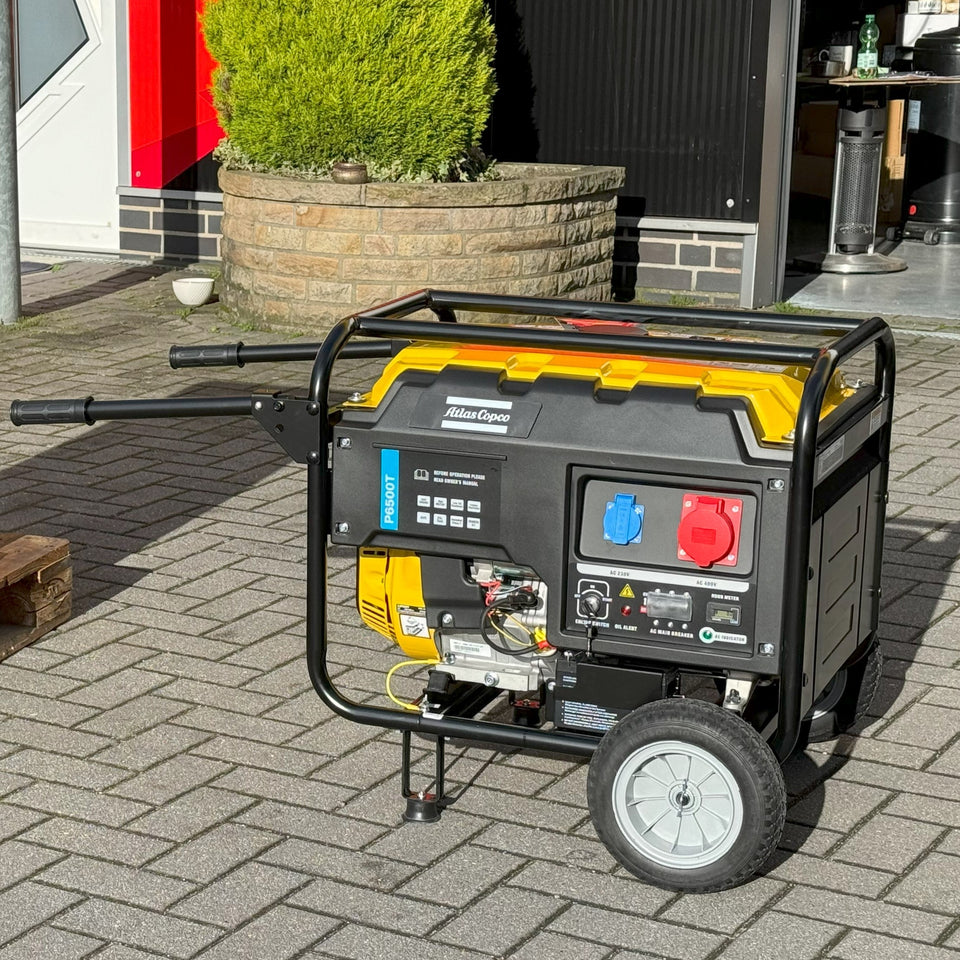 6,8 kVA Atlas Copco Benzin Stromaggregat P6500T 230 & 400 V