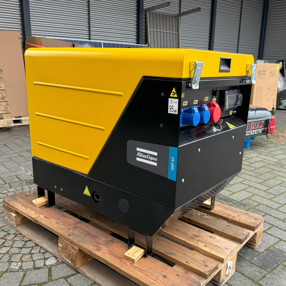 6,9kVA Atlas Copco Diesel Stromaggregat QEP S7 230 & 400 V