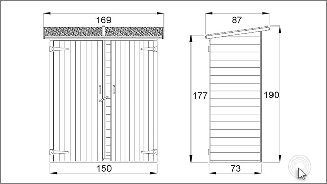 Gartenschrank - Abmessungen: 150 x 73 x 190 cm (L x B x H)