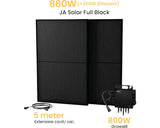 Balkonkraftwerk Set, JaSolar 2x PV-Module Bifacial Double Glas 430-455, Growatt Wechselrichter, 5m Kabel