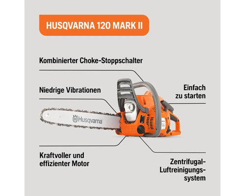 Benzin Kettensäge Husqvarna 120 Mark II 14" 3/8", 36 cm 1,4 kW
