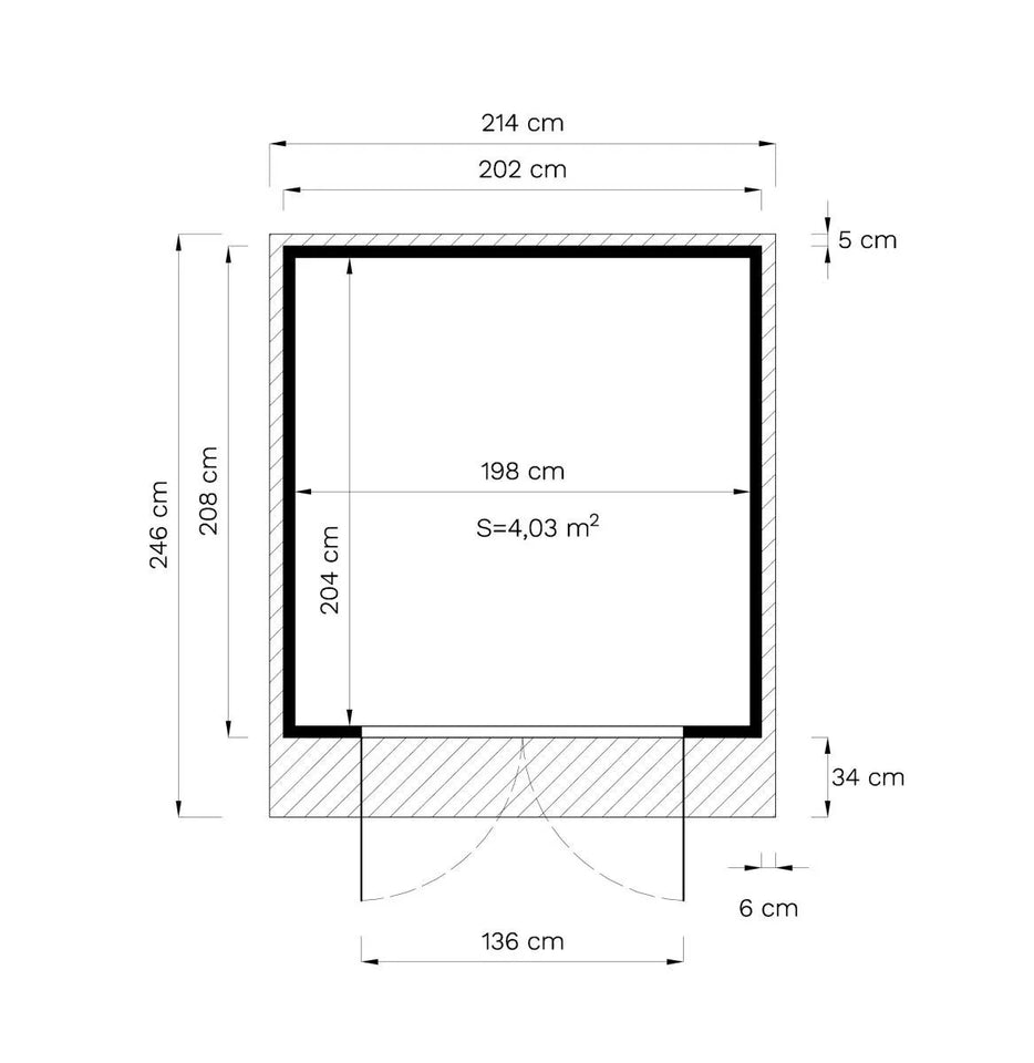 Gartenhaus Gauting 01 inkl. Fußboden, Naturbelassen - 19 mm Elementgartenhaus, Grundfläche: 4,20 m², Satteldach