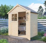 Blockbohlen Gartenhaus Genf mit Satteldach - L: 400 cm x B: 300 cm - inkl. Dachpappe
