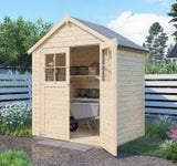 Blockbohlen Gartenhaus Genf mit Satteldach - L: 400 cm x B: 300 cm - inkl. Dachpappe