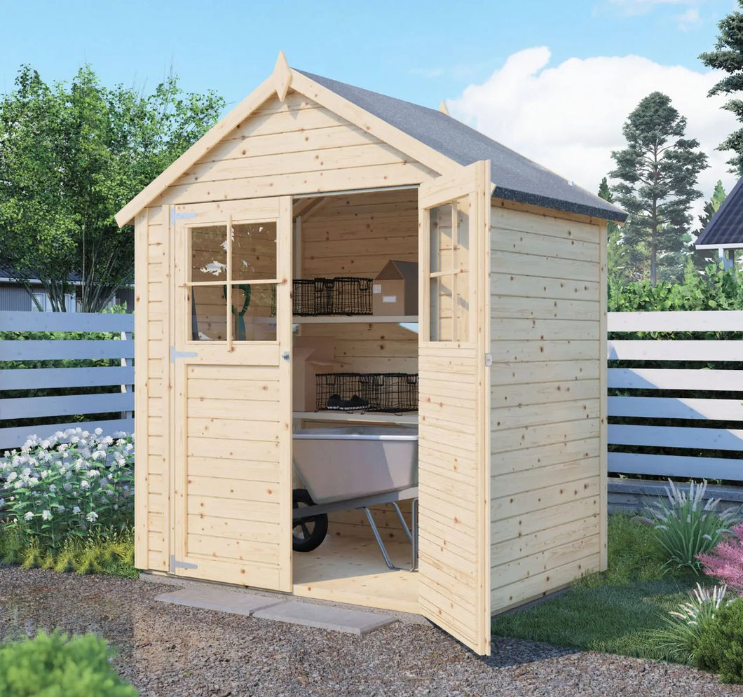 Gartenhaus Münster 01 inkl. Fußboden, Naturbelassen - 19 mm Elementgartenhaus, Nutzfläche: 2,19 m²