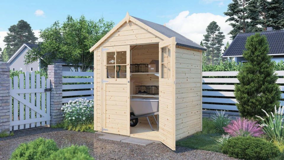 Gartenhaus Münster 01 inkl. Fußboden, Naturbelassen - 19 mm Elementgartenhaus, Nutzfläche: 2,19 m²