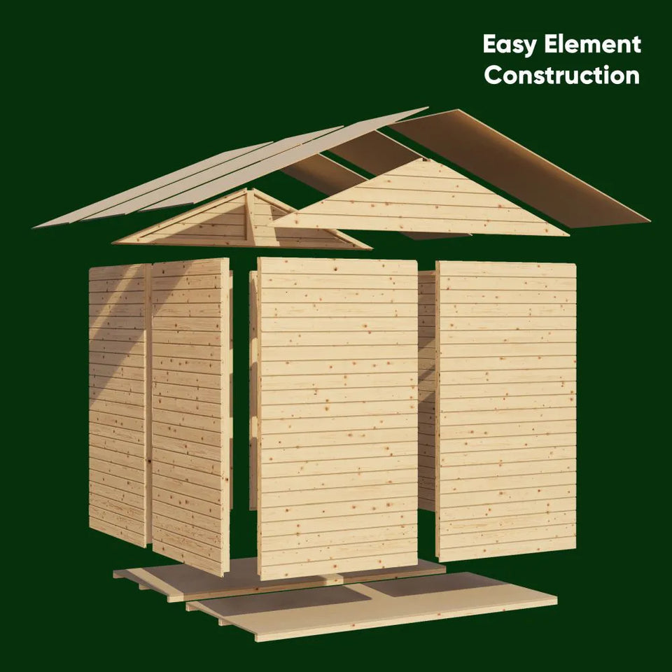 Gartenhaus Münster 01 inkl. Fußboden, Naturbelassen - 19 mm Elementgartenhaus, Nutzfläche: 2,19 m²