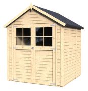 Blockbohlen Gartenhaus Genf mit Satteldach - L: 400 cm x B: 300 cm - inkl. Dachpappe