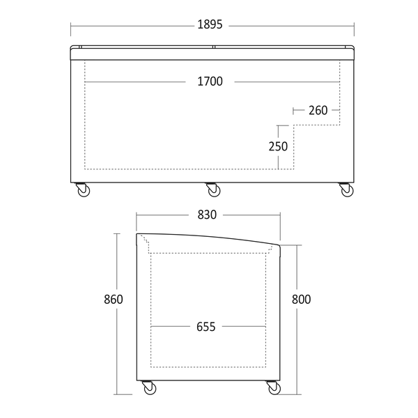 Supermarkttruhe hagsfeld 700 umschaltbare Kühltruhe-Tiefkühltruhe