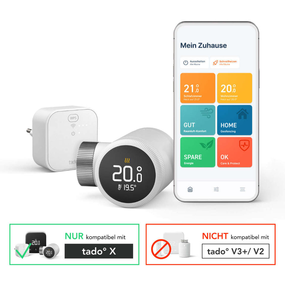 tado° X Starter Kit Smartes Heizkörper-Thermostat - 6er-Set & Bridge