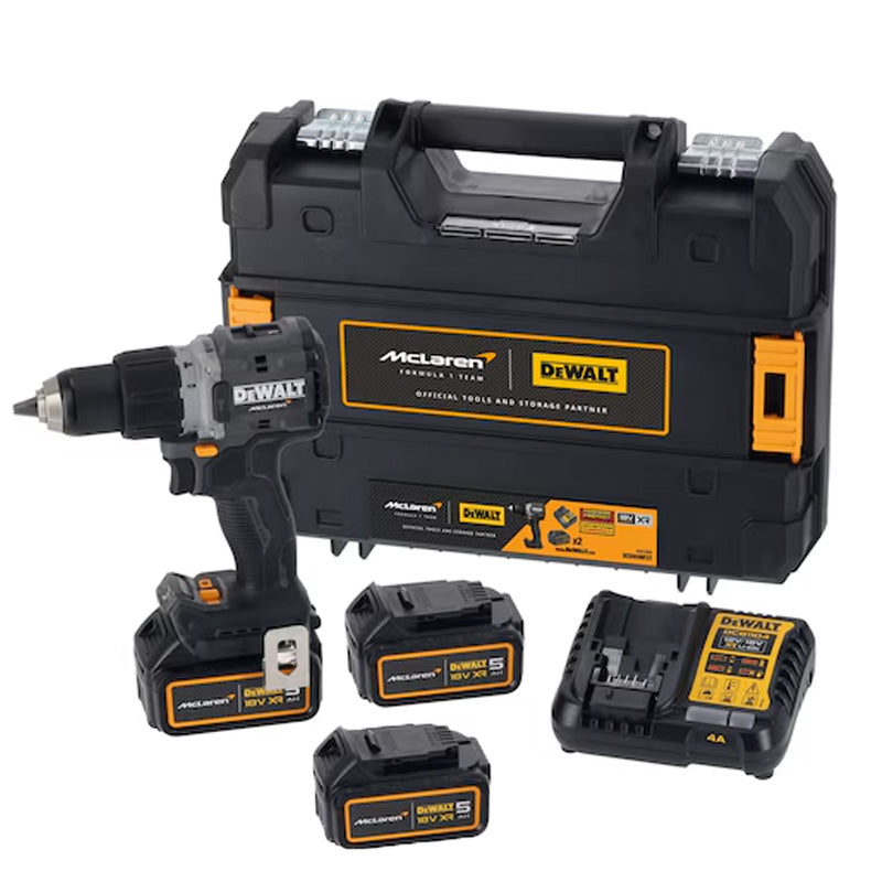 DeWalt x McLaren 18V Akku-Schlagbohrschrauber mit 2x 5Ah Akku und Schnellladegerät und Koffer