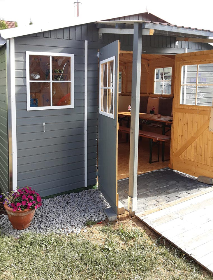 Elementgartenhaus Aachen mit Satteldach - L: 500 cm x B: 400 cm - inkl. Dachpappe