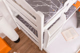 Stockbett für Erwachsene "Easy Premium Line" K18/h inkl. Liegeplatz und 2 Abdeckblenden, Kopfteil mit Löchern, Buche Vollholz massiv Weiß - Liegefläche: 90 x 200 cm, teilbar