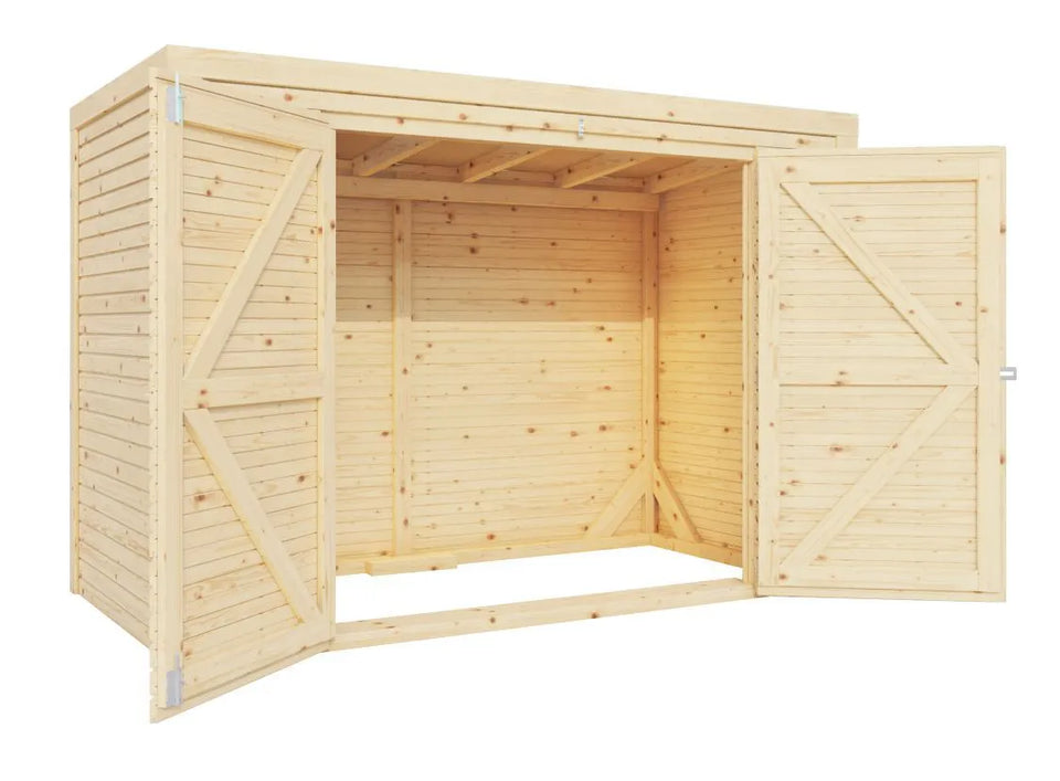 Modernes Gerätehaus Coswig 01, Naturbelassen - 18 mm Elementgartenhaus, Grundfläche: 2,14 m², Flachdach