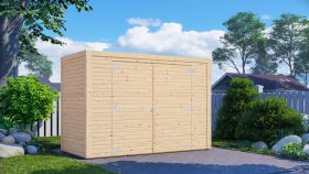 Steiner Gartenhaus Glücksburg 03 | Doppelflügeltür inkl. Fenster | inkl. Fußboden | Naturbelassen | Nutzfläche: 4,24 m² | Pultdach | Holz-Gerätehaus