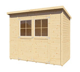 Steiner Gartenhaus Glücksburg 02 | Doppelflügeltür inkl. Fenster | inkl. Fußboden | Naturbelassen | Nutzfläche: 2,92 m² | Pultdach | Holz-Gerätehaus