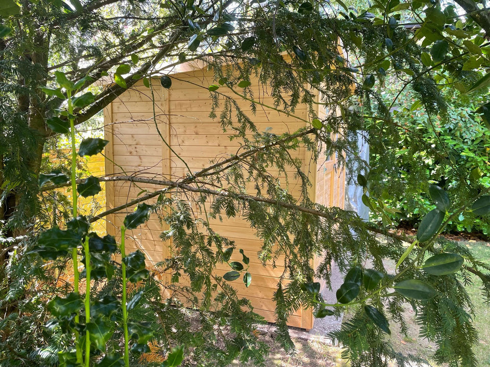 Gartenhaus Dresden 03 inkl. Fußboden, Naturbelassen - 14 mm Elementgartenhaus, Nutzfläche: 4,20 m², Pultdach