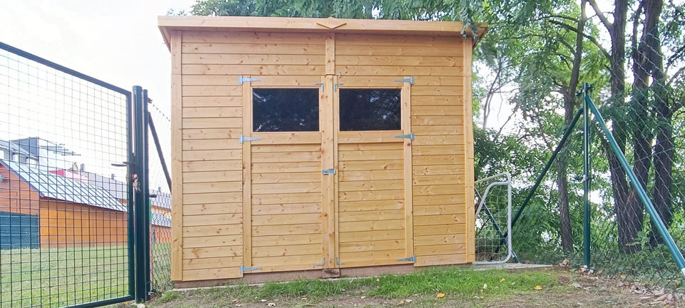 Gartenhaus Dresden 03 inkl. Fußboden, Naturbelassen - 14 mm Elementgartenhaus, Nutzfläche: 4,20 m², Pultdach