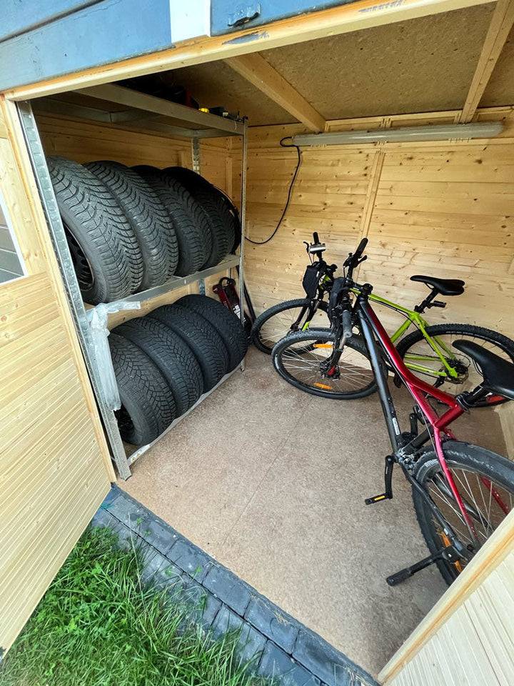 Gartenhaus Dresden 03 inkl. Fußboden, Naturbelassen - 14 mm Elementgartenhaus, Nutzfläche: 4,20 m², Pultdach