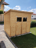 Gartenhaus Dresden 03 inkl. Fußboden, Naturbelassen - 14 mm Elementgartenhaus, Nutzfläche: 4,20 m², Pultdach