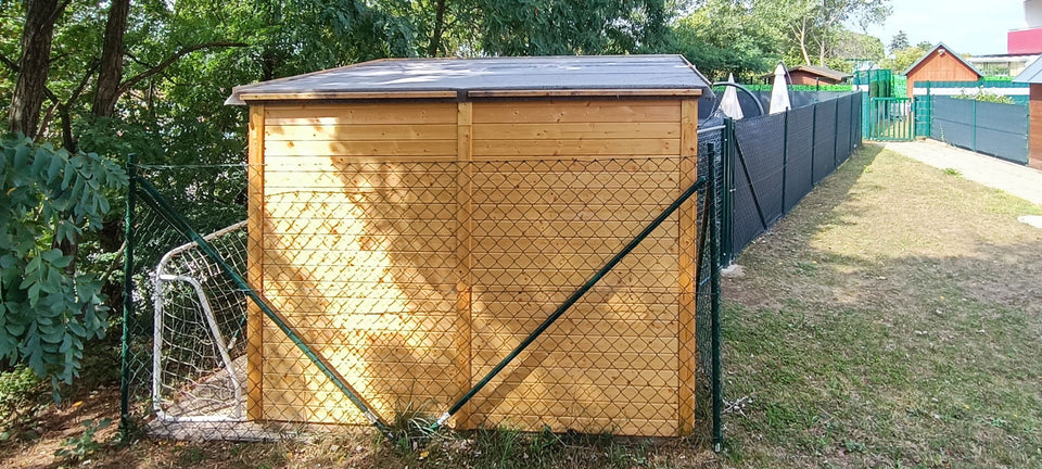 Gartenhaus Dresden 03 inkl. Fußboden, Naturbelassen - 14 mm Elementgartenhaus, Nutzfläche: 4,20 m², Pultdach