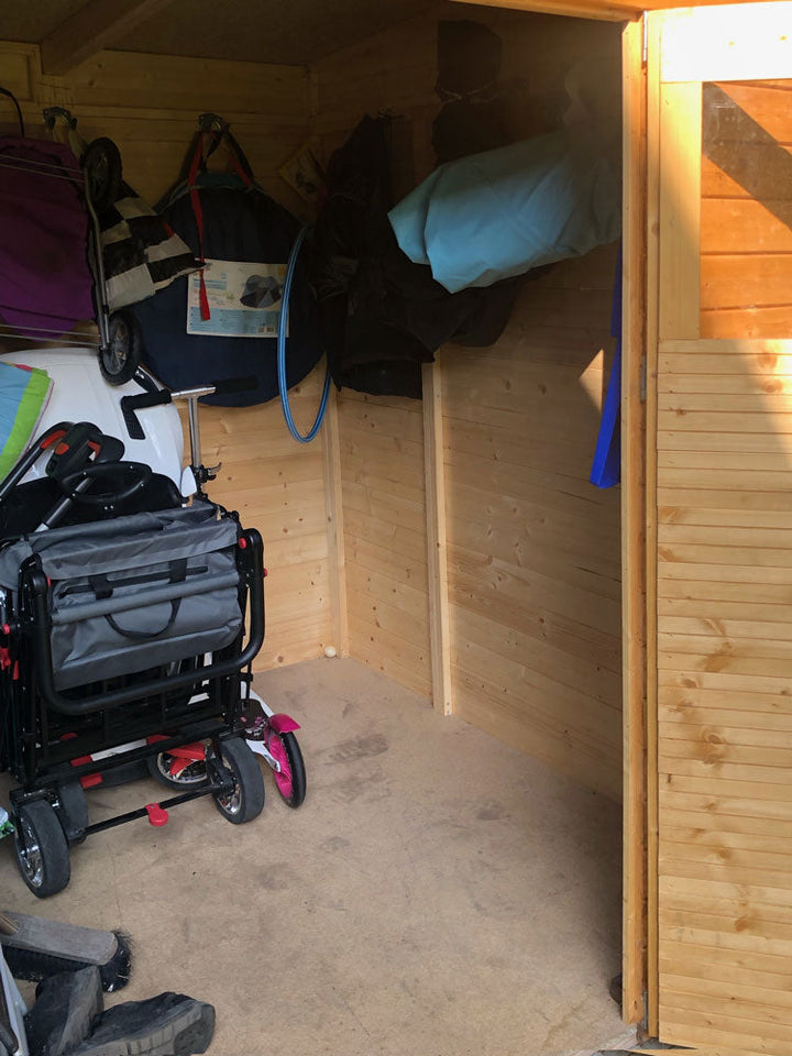 Gartenhaus Dresden 03 inkl. Fußboden, Naturbelassen - 14 mm Elementgartenhaus, Nutzfläche: 4,20 m², Pultdach