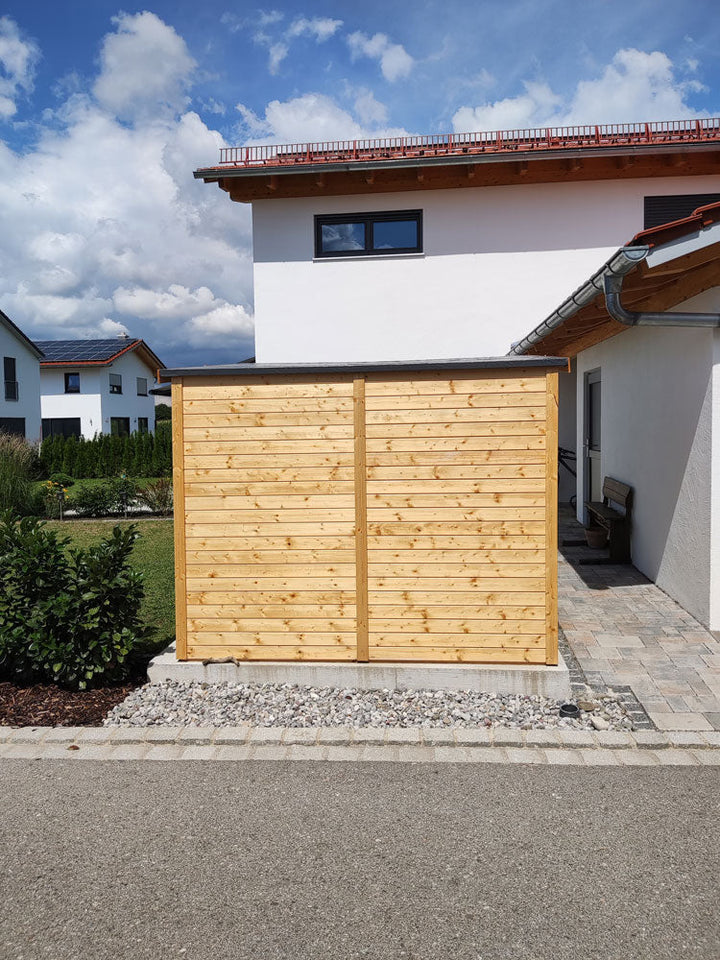 Gartenhaus Dresden 03 inkl. Fußboden, Naturbelassen - 14 mm Elementgartenhaus, Nutzfläche: 4,20 m², Pultdach