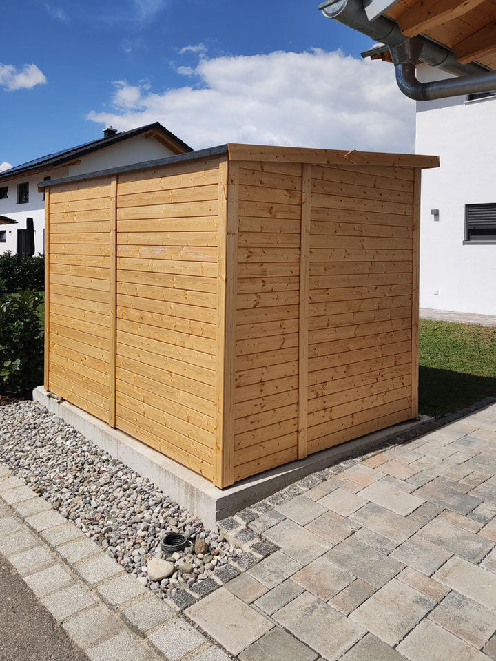 Gartenhaus Dresden 03 inkl. Fußboden, Naturbelassen - 14 mm Elementgartenhaus, Nutzfläche: 4,20 m², Pultdach