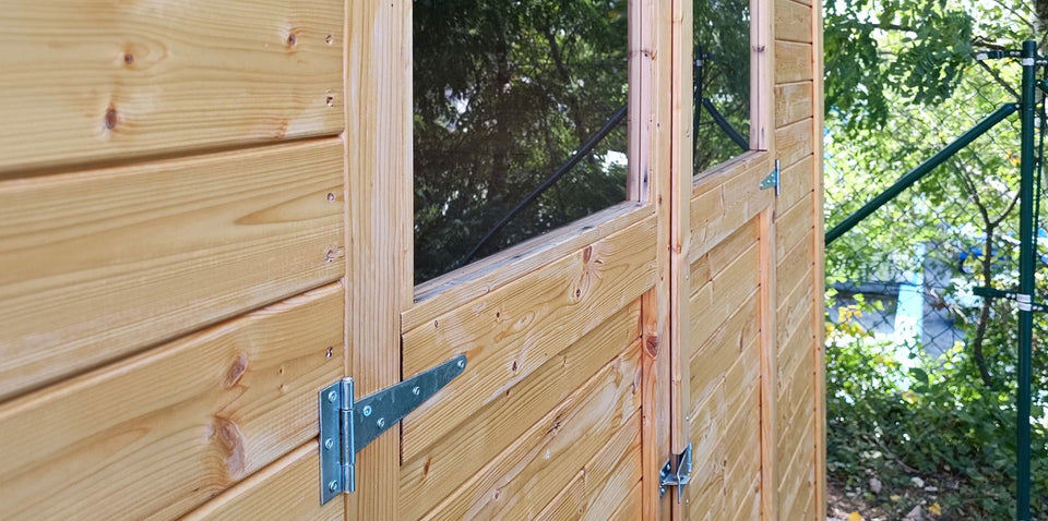 Gartenhaus Dresden 03 inkl. Fußboden, Naturbelassen - 14 mm Elementgartenhaus, Nutzfläche: 4,20 m², Pultdach