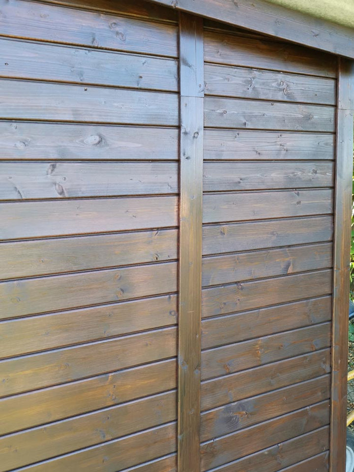 Gartenhaus Dresden 03 inkl. Fußboden, Naturbelassen - 14 mm Elementgartenhaus, Nutzfläche: 4,20 m², Pultdach