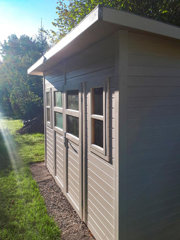 Gerätehaus Freiberg 04 inkl. Fußboden, Naturbelassen - 19 mm Elementgartenhaus, Nutzfläche: 7,15 m², Pultdach