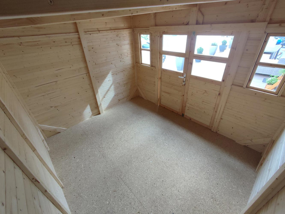 Gerätehaus Freiberg 04 inkl. Fußboden, Naturbelassen - 19 mm Elementgartenhaus, Nutzfläche: 7,15 m², Pultdach