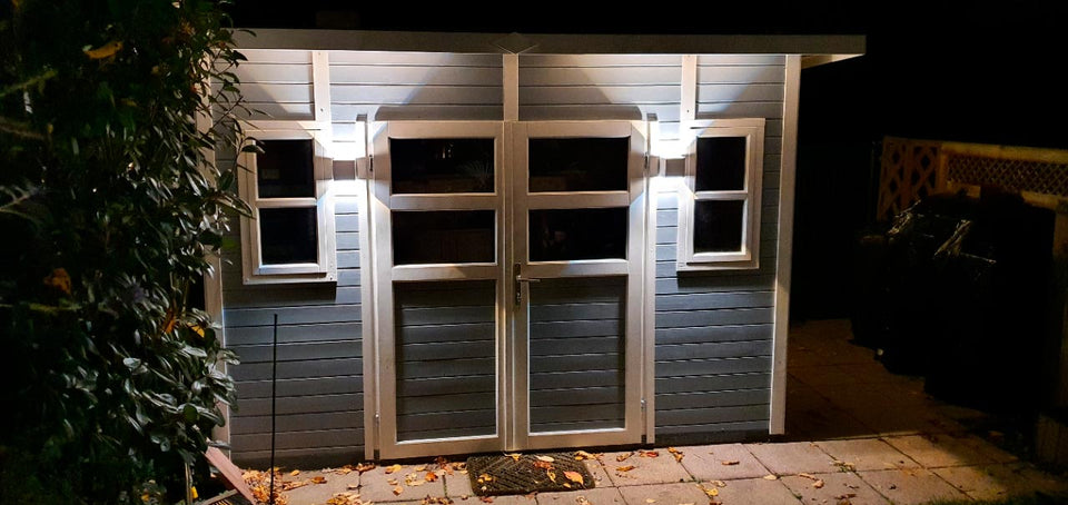 Gerätehaus Freiberg 04 inkl. Fußboden, Hellgrau lackiert - 19 mm Elementgartenhaus, Nutzfläche: 7,15 m², Pultdach