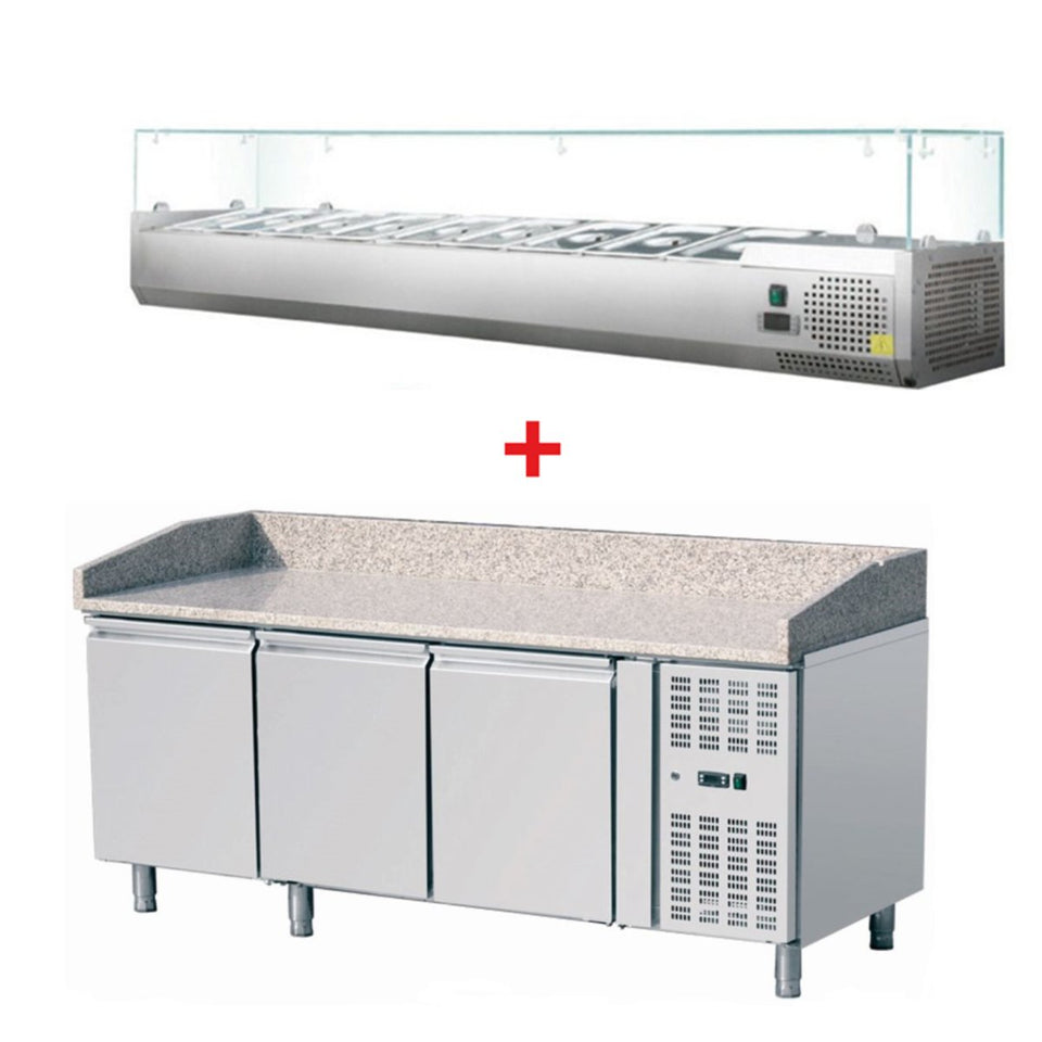 Table de refroidissement à pizza Hagsfeld avec 3 portes, y compris la fixation de refroidissement 9x1 / 3 GN